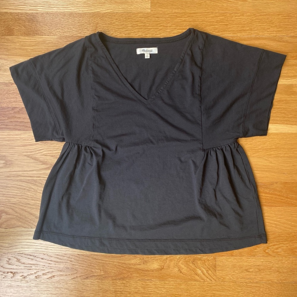 Madewell black Babydoll swing v-neck dolman sleeve tee size xs